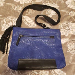 Purple/Blue Faux Leather Purse w/Black Tassel Pull